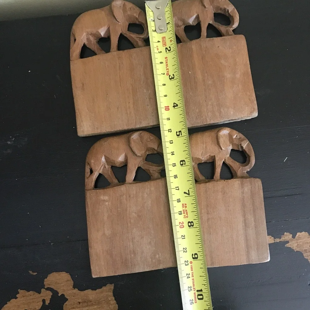 Wooden Hand Carved Coasters (Set of‎ 4)